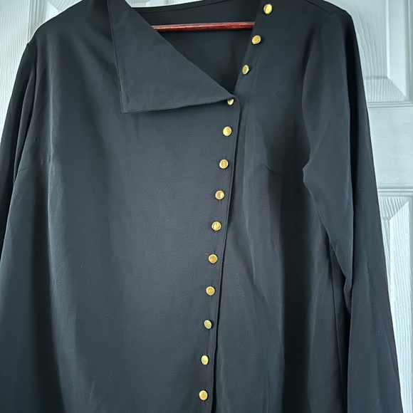 No Brand Women's Elegant Long Sleeve Black Top Gold Buttons Size M - Picture 8 of 8